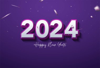 Yeni yıl 2024, yumuşak 3 boyutlu numaralar ve uyumlu renklerle. tasarım premium vektörü.