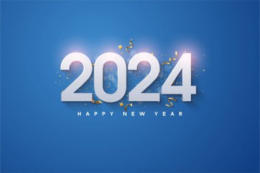 2024 yılbaşı ve ışık efektleri çok parlak sayılar üzerinde. tasarım premium vektörü.