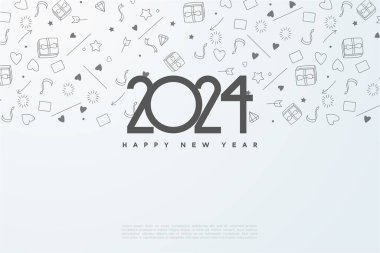 Eşsiz daire numaralarıyla 2024 yılınız kutlu olsun. tasarım premium vektörü.