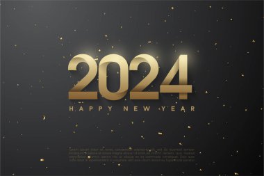 2024 yılbaşı kutlamaları katlanmış kağıtlardan alınan rakamlarla yapılıyor. tasarım premium vektörü.