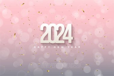 2024 yılbaşı kutlaması ve çok güzel bir geçmiş konsepti. tasarım premium vektörü.