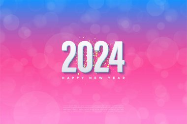 2024 yılbaşı kutlaması güzel bir baloncuk geçmişi var. tasarım premium vektörü.