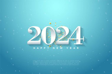 2024 yılbaşı kutlaması basit ve güzel bir konseptle. tasarım premium vektörü.