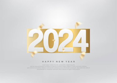 Basit bir yeni yıl arkaplanı 2024, kağıtta altın rengi var..