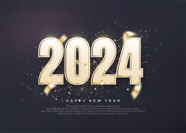 Altın numara 2024 parlak, lüks 2024 yeni yıl selamları.