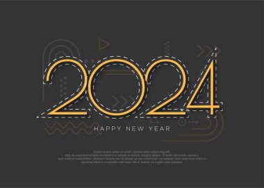 Mutlu yıllar 2024 arkaplan, vektör tasarım afişi zarif lüks altın rengi.