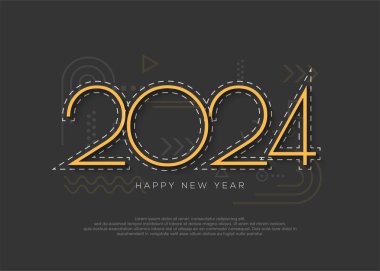 Happy new year 2024 background, vector design banner poster with elegant luxury gold color. clipart