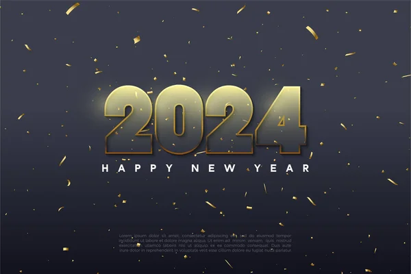 2024 Nieuwjaar Met Transparante Nummerillustratie Ontwerppremie Vector — Stockvector