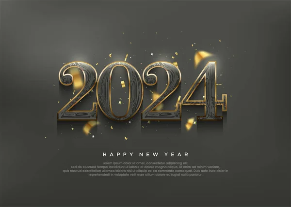 Gouden Nummer 2024 Voor Viering Van Gelukkig Nieuwjaar 2023 Zwart — Stockvector