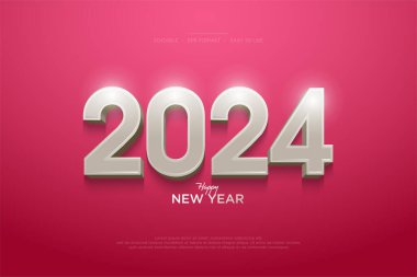 Modern ve basit 2024 sayı dizaynı. Birinci sınıf mutlu yeni yıl 2024 kutlama tasarımı. Sosyal medya afişi, poster ve selamlama için tasarım.