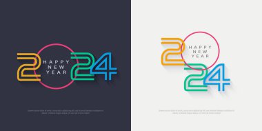 2024 numaralı renkli tasarım vektörü. 2024 yılını kutlamak için. 2024 yılının poster, bayrak, kutlama ve selamlaması için en iyi vektör tasarımı.