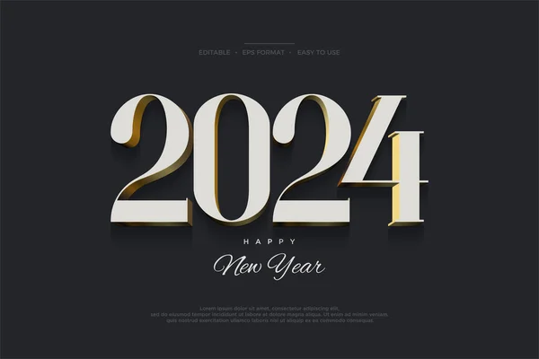 ハッピーニューイヤー2024のお祝いのデザイン ブラックバックの古典的な3D番号 2024挨拶 お祝い イベントのためのプレミアムベクターの背景 — ストックベクタ