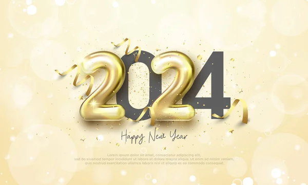 Unikátní Šťastný Nový Rok 2024 Design Zlatými Čísly Jedinečnými Moderními — Stockový vektor