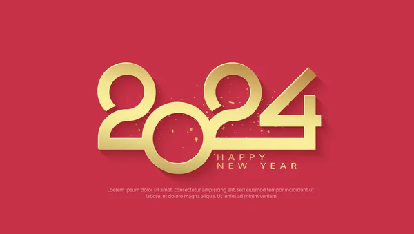 Újévi Ünnepség Tervezése Lapos Puha Arany Számokkal Piros Háttérrel Prémium — Stock Vector