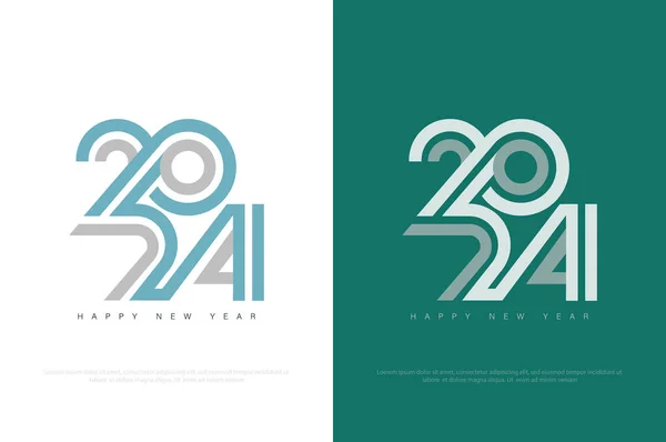Линейный Художественный Вектор 2024 Дизайн Дизайн Празднования Счастливого Нового 2024 — стоковый вектор