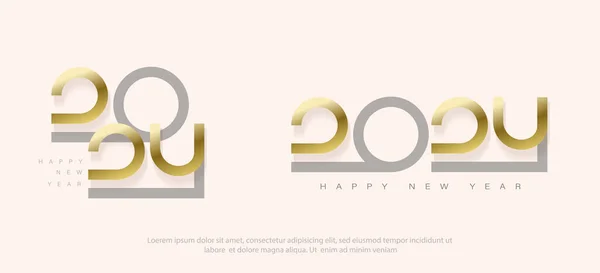 现代快乐新年2024设计与奢华典雅的金黄色 高档矢量设计 问候语和新年庆祝的设计 — 图库矢量图片