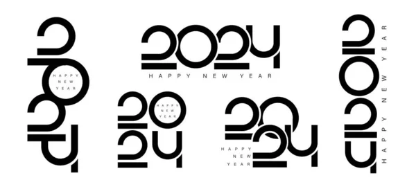 Einfaches Modernes Happy New Year 2024 Zahlendesign Premium Für Plakat — Stockvektor