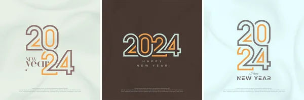 Новым Годом Номер 2024 Цветографической Концепцией Линейки Современный Уникальный Дизайн — стоковый вектор