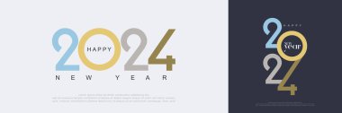 Mutlu yıllar 2024 vektörü. Modern ve temiz renkli rakamlarla. Takvim, bayrak ya da poster için en iyi konsept tasarımı.