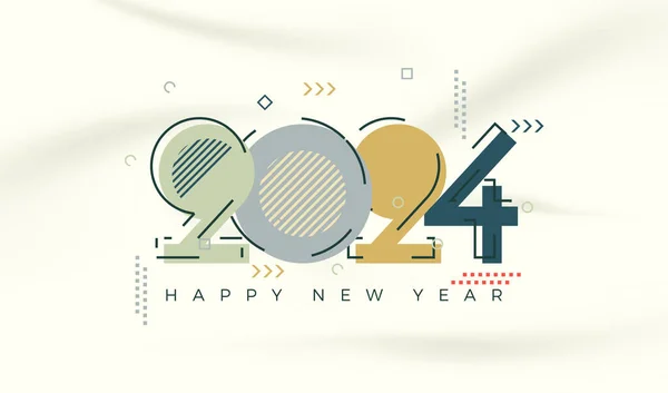 Projeto Clássico Número 2024 Para Celebrações Felizes Ano Novo Com —  Vetores de Stock