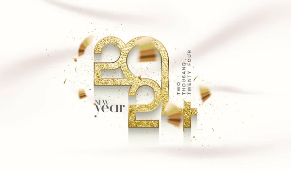 Diseño Vectorial Año Nuevo Número 2024 Con Brillo Lujo Oro — Archivo Imágenes Vectoriales