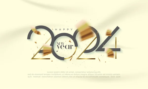 Último Diseño Feliz Año Nuevo Número 2024 Con Números Cinta — Archivo Imágenes Vectoriales