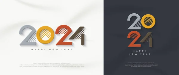 Modern Eenvoudig Nieuwjaar 2024 Design Met Een Modern Schoon Kleurrijk — Stockvector