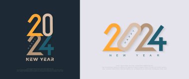 Renkli sayı 2024 vektörü. Eşsiz renkli numaralarla 2024 yılınız kutlu olsun. Poster, afiş, selamlama ve yeni yıl 2024 kutlamaları için mükemmel vektör tasarımı.