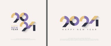 Retro Tasarım Mutlu Yeni Yıl 2024 kesintili rakamlarla, benzersiz kavramlara sahip son tasarım vektörleriyle. Selamlama, poster, pankart, sosyal medya paylaşımları için prim.