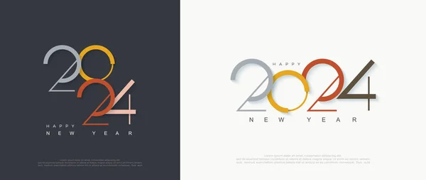 Современный Счастливый Новый 2024 Год Дизайн Красивыми Цветовыми Номерами Премиум — стоковый вектор