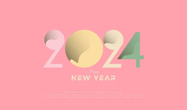 Feliz Año Nuevo 2024 Diseño Con Números Sólidos Colores Sobre — Vector de stock