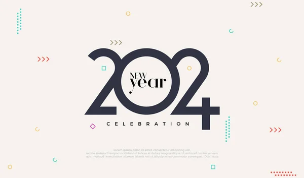 Номер 2024 Векторный Дизайн Логотипа Дизайн Празднования Поздравления Новым 2024 — стоковый вектор