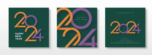 Καλή Χρονιά 2024 Αφίσα Σύγχρονη Και Μοναδική Απεικόνιση Σύνολο Αριθμών — Διανυσματικό Αρχείο
