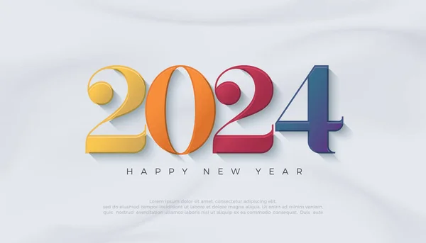 Šťastný Nový Rok 2024 Číslo Čistými Moderními Barevnými Čísly Premium — Stockový vektor