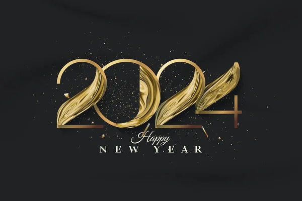 Boldog Újévi Ünnepséget Fényes Luxus Arany 2024 Szám Design Prémium — Stock Vector