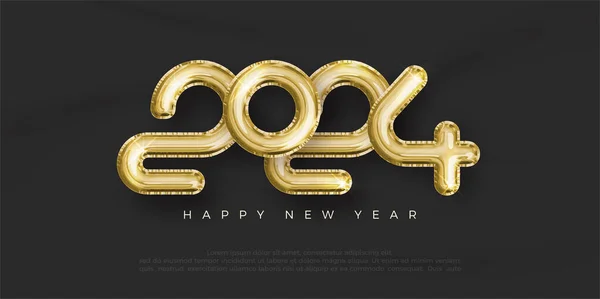 Bonne Année 2024 Conception Avec Réaliste Nombre Ballons Vecteur Design — Image vectorielle