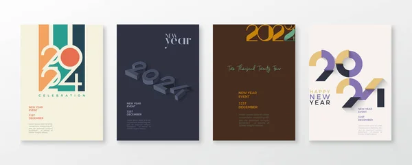 Καλή Χρονιά 2024 Αφίσα Σχέδιο Μια Επιλογή Από Διάφορα Κλασικά — Διανυσματικό Αρχείο
