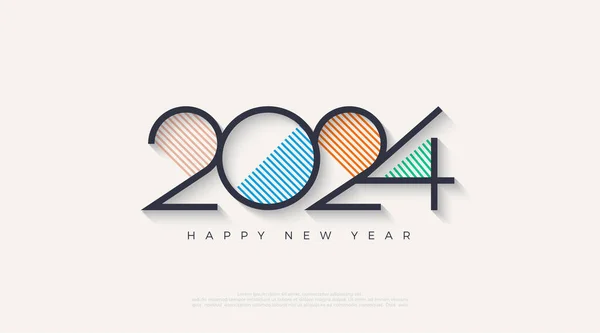 Feliz Año Nuevo 2024 Con Líneas Colores Fondo Vector Premium — Archivo Imágenes Vectoriales