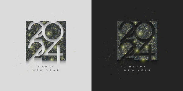 Набор Новым 2024 Годом Дизайн Уникальные Цифры Роскошным Золотом Блестит — стоковый вектор