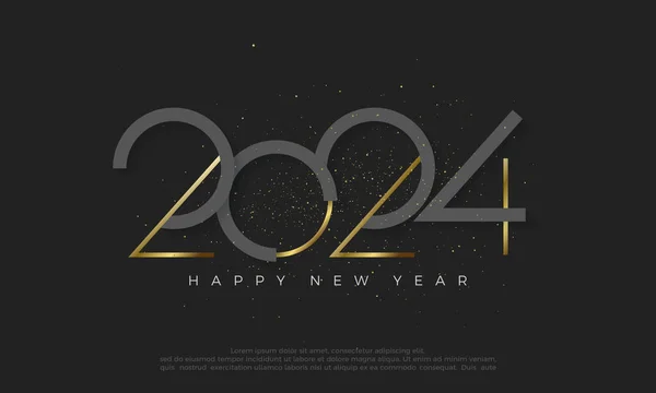 Šťastný Nový Rok 2024 Kombinací Zlaté Tmavé Barvy Tak Zlato — Stockový vektor