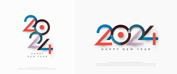 Colorido Feliz Año Nuevo 2024 Número Con Tema Moderno Limpio — Vector de stock