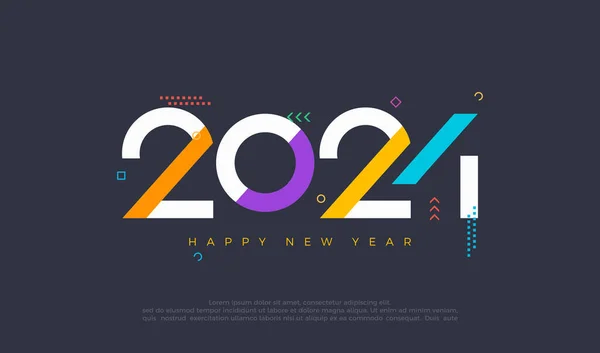 Gelukkig Nieuwjaar 2024 Met Kleurrijke Nummers Donkere Achtergrond Premium Design — Stockvector