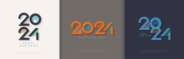 Frohes Neues Jahr 2024 Mit Einzigartigen Und Eleganten Zahlen Hochwertiges — Stockvektor