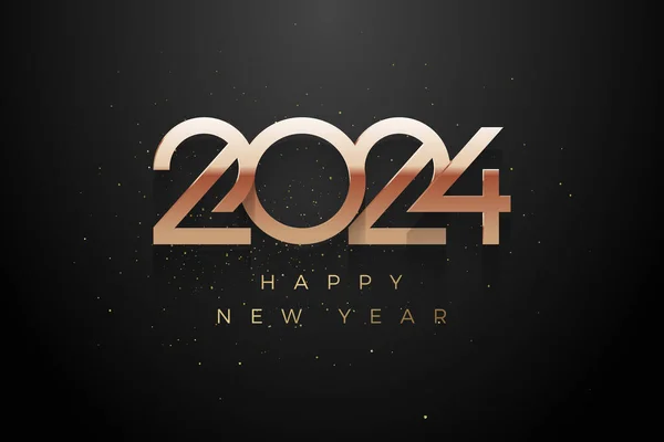Design Luxo Feliz Ano Novo 2024 Com Números Dourados Brilhantes — Vetor de Stock