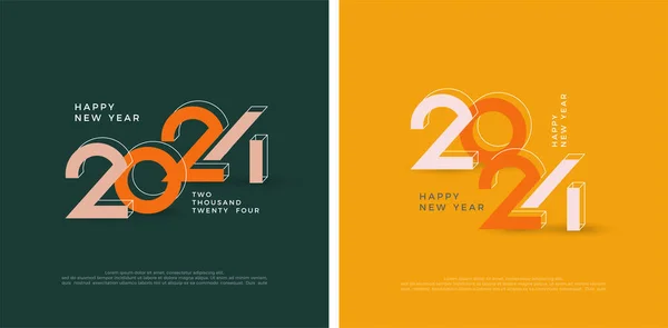 Diseño Retro 2024 Feliz Año Nuevo Con Números Clásicos Únicos — Vector de stock