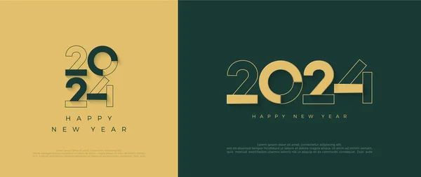 ユニークでモダンな数字のクラシックハッピーな新年2024デザイン カレンダー ポスター テンプレート ポスターデザインのプレミアムデザイン2024 — ストックベクタ