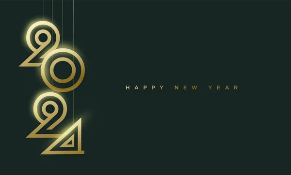 Zlatý Luxusní Design Číslo 2024 Šťastný Nový Rok Oslavy Prémiový — Stockový vektor