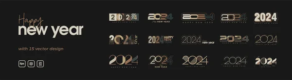 Новым 2024 Годом Уникальным Современным Абстрактный Дизайн Типографическом Стиле 2024 — стоковый вектор