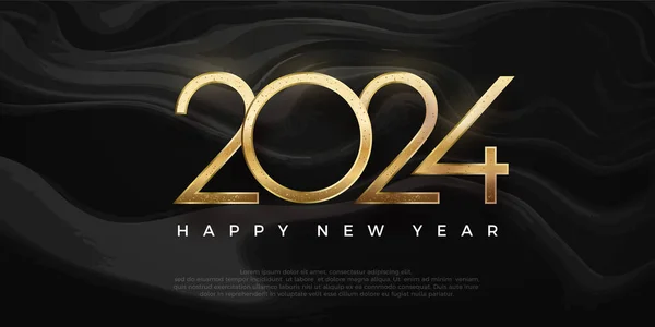 Zlatý Nový Rok Číslo2024 Zlatými Čísly Černém Pozadí Premium Vektorový — Stockový vektor