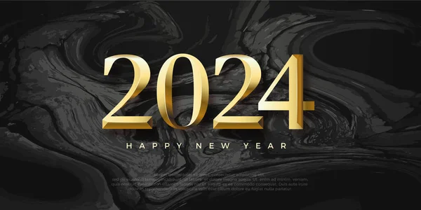 古典的な輝く数字 幸せな新年2024のお祝いのための贅沢なデザインのゴールデンナンバー2024 ポスター カレンダー バナー 挨拶のためのプレミアムベクターの設計 — ストックベクタ